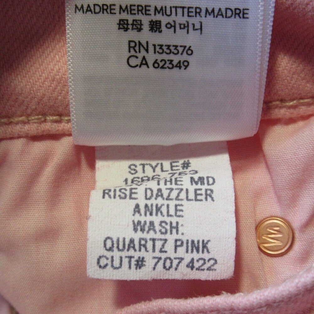 NWT Mother Mid Rise Dazzler Ankle in Play Date Quartz Pink Stretch Jeans 26 - Picture 6 of 8